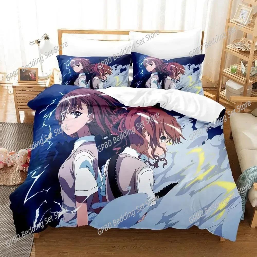 

Hip Hop Misaka Mikoto Comfortable Duvet Quilt Cover Pillowcase Bedding Set Children Bedroom Decoration Home Textile US King 264x228cm