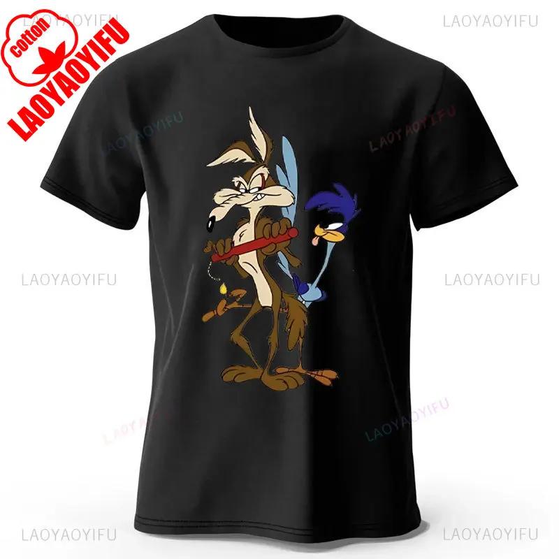 Мультяшные топы и футболки Wile E Coyote Доверься мне, я инженер Принтованная модная хлопковая футболка Y2k Классическая забавная мужская футболка Летние футболки S