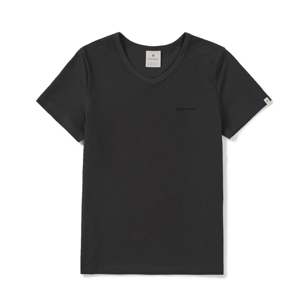 SNOWPEAK Ribbed Women's V-Neck Short Sleeve T-Shirt Charcoal (S26MWFTS37)