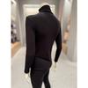 Triumph Black Acrylic Ribbed Turtleneck Women S 3 4 Top teweS913bk