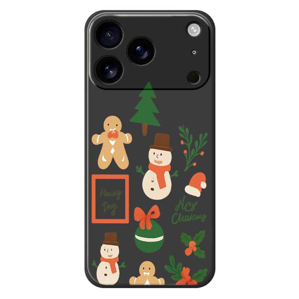 For iPhone 17 Pro Case Christmas Snowman Pattern Printing Straight Edge TPU Phone Back Cover