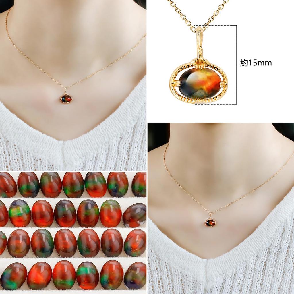 [Richight] Simple Oval Ammonite x White Quartz Doublet Stone Pendant Sterling Silver Necklace Silver 925 Gold Chain Antique Style Natural Stone