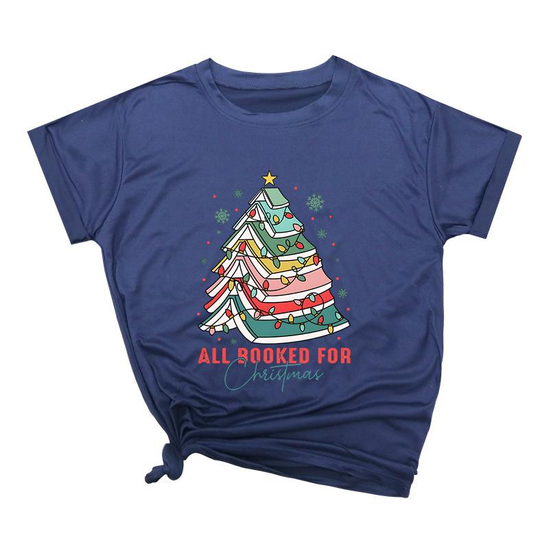 Weihnachtsschleife Kreativ Bedruckt Trendig Baumwoll-Top Lässige Sportbekleidung Locker Damen-T-Shirts Damen