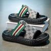 One-word Slippers Men's Summer Wear Non-slip Thick Soles Increase the Feeling of Stepping On Shit Seaside Beach Sandals Sports Sandals Large Size