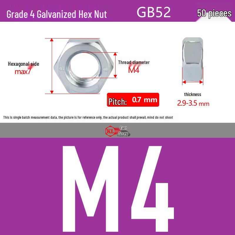 Galvanized Hex Nuts, Flat Washers, Spring Washers in M2-M48, Blue and White Zinc Coated