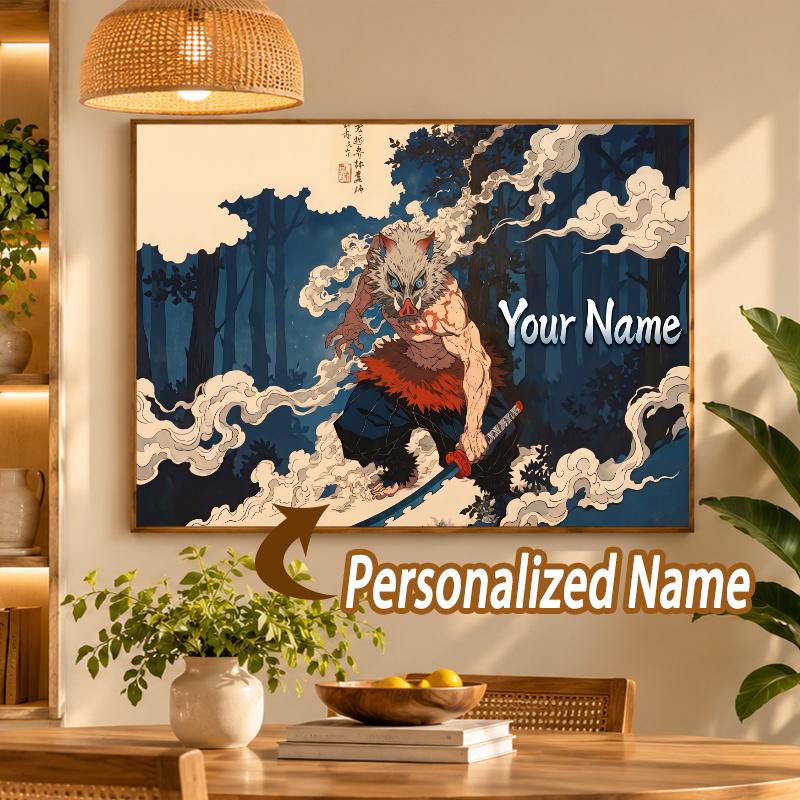 Custom Name Inosuke Hashibira 5D Diamond Painting Personalized Full Drill Diamond Art Kit Gift