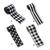 Durable Polyester Christmas Ribbon Strips For DIY Crafts Gift Packaging Tree Decorations Classical Black White Design