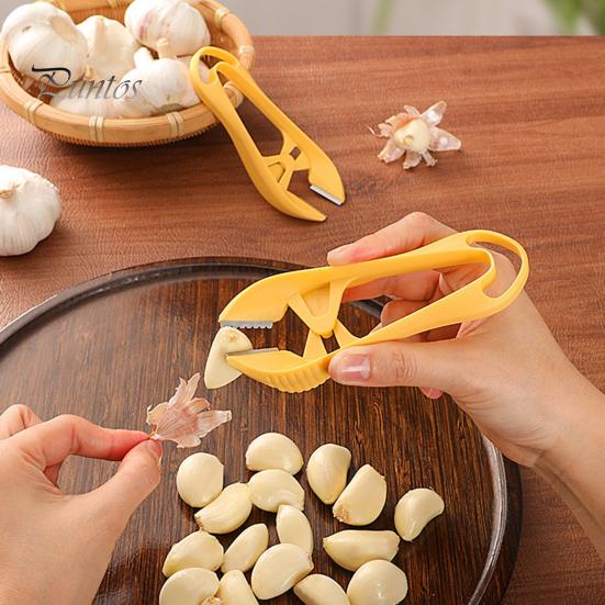 Garlic Peeler Stainless Steel Vegetable Peeler Manual Garlic Peeling Tool with Hanging Hole Kitchen Utensil for Quick Skin Removal