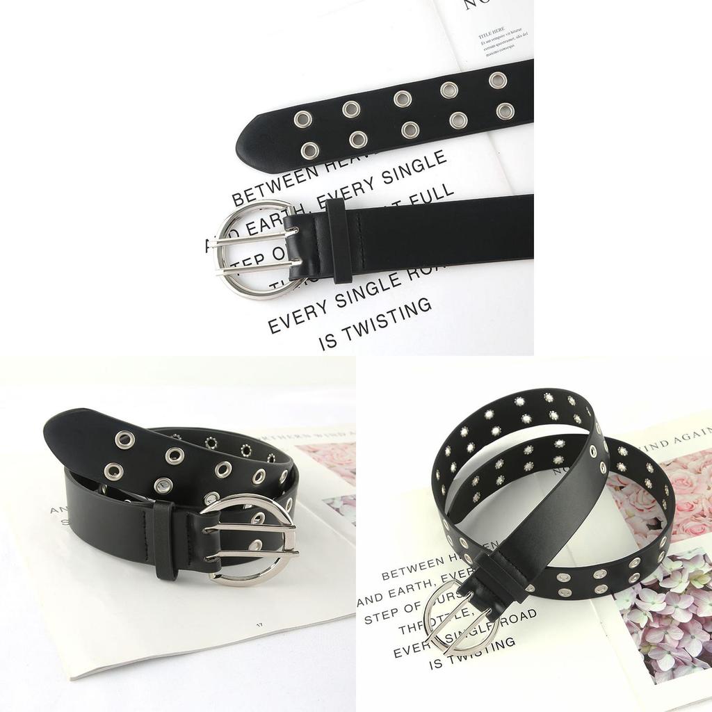 Casual Fashion Belt For Women With Double Row Metal Pin Buckle For Sports And Hiphop Style