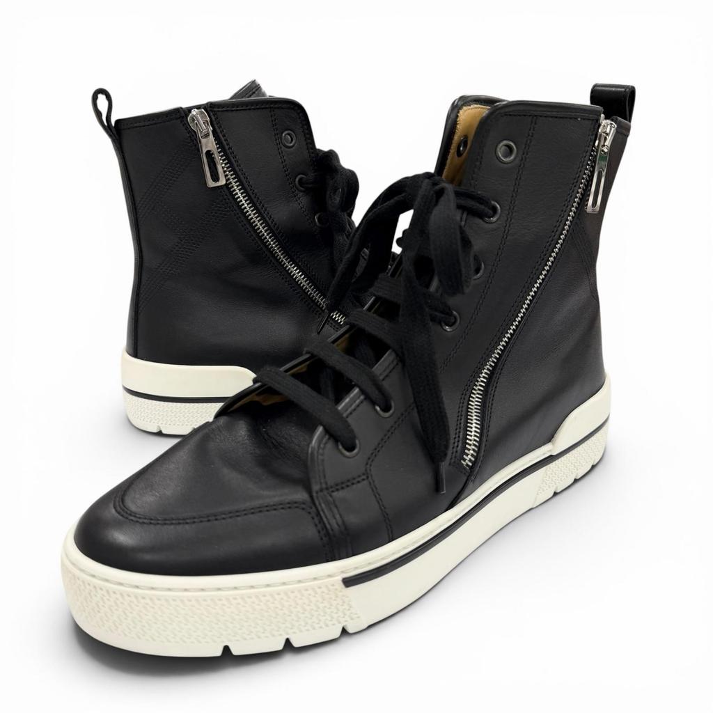 Excellent HERMES High cut sneakers black leather mens 41.5 182355ZH Used