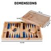 Backgammon de Luxe Bois - ENGELHART - 18 pouces (52x45,5 cm) Bois de ronce &amp; noyer - Pions bleu/brun - Valise rigide