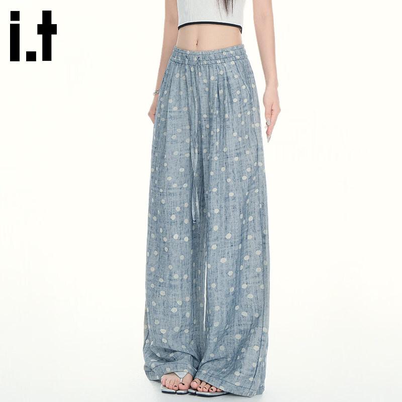 CHOCOOLATEit Women s Blue Polka Dot Wide-Leg Pants XL