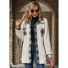 Warm Winter Women Fleece Coat Mid Length Plaid Single Breasted Lapel Outerwear Europe America
