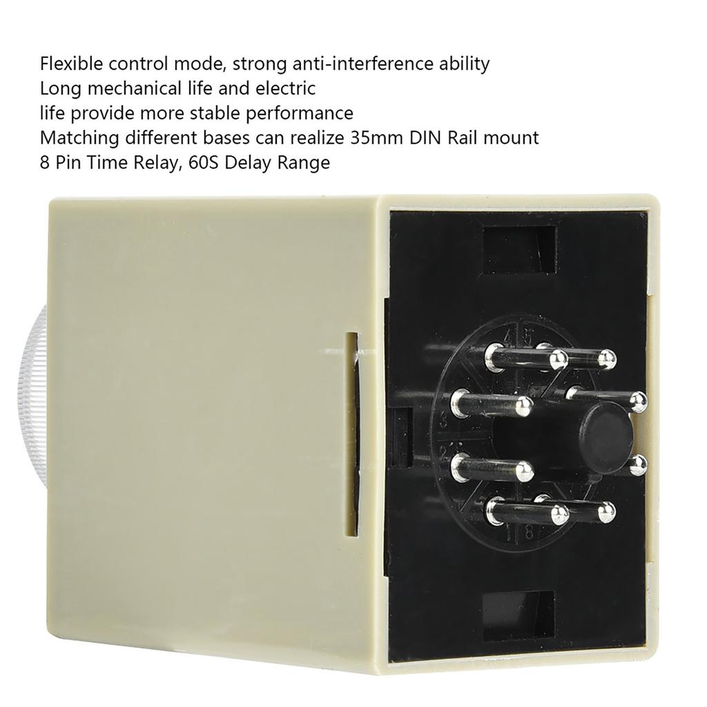 Elektronisches Zeitrelais 8 Pins Abfallverzögerung Timer 35mm DIN-Schienenmontage 60S Verzögerungsbereich (AC220V)