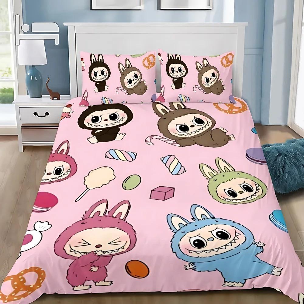 

Милый 3D постельный комплект Labu из 2/3 предметов для спальни, Детский подарок, Подростковый, Взрослый, Микрофибра, Двуспальный, Пододеяльник на молнии, Декор комнаты 150X200cm 3pcs
