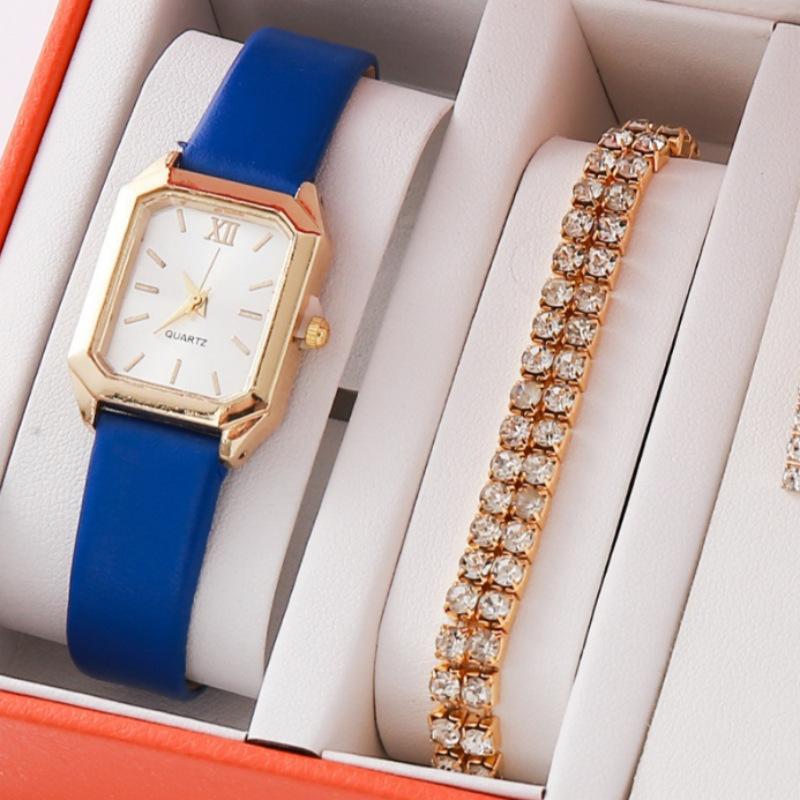 The Same Women'S Gift Watch Simple Scale Bright Belt Green Watch Square Women'S Watch Quartz Watch