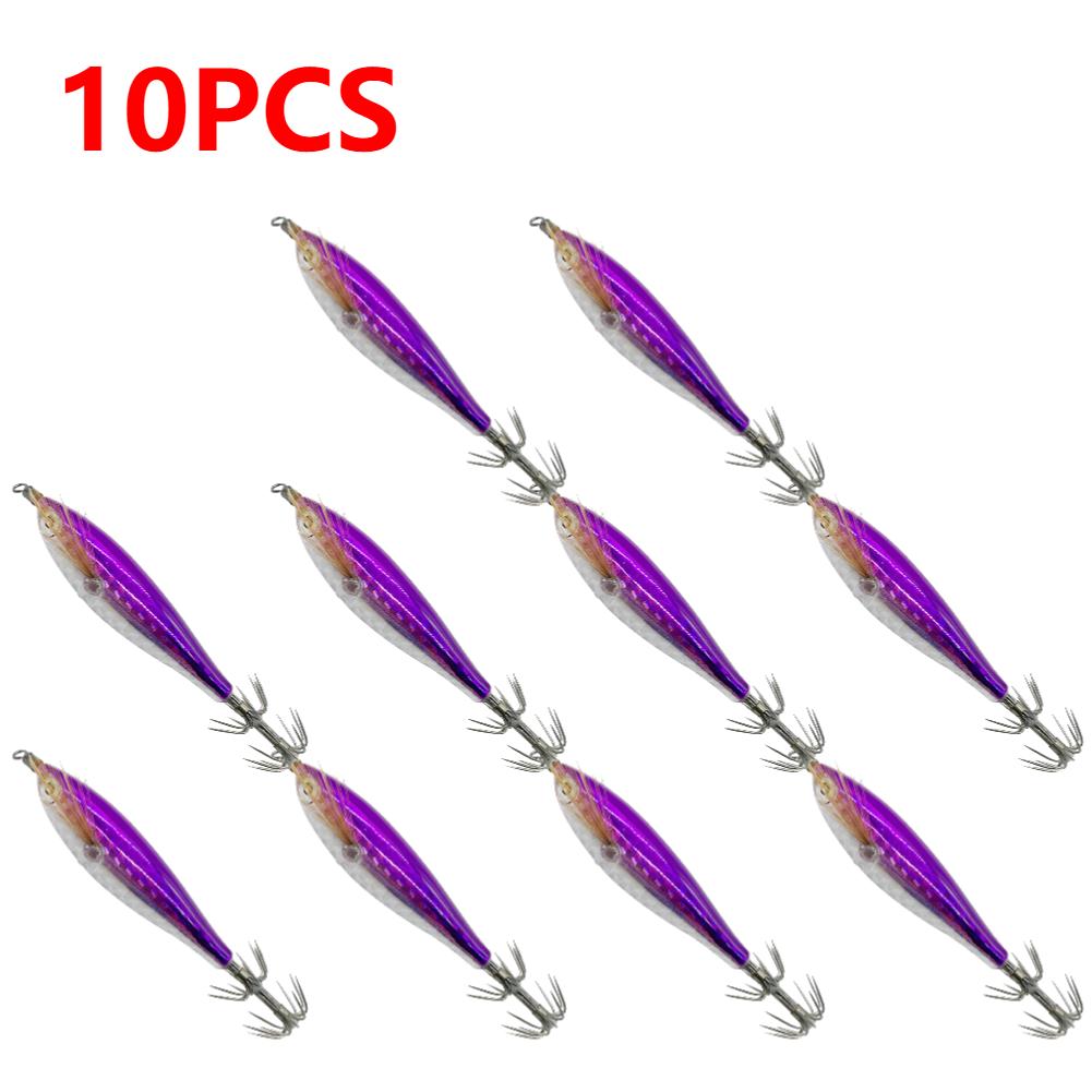 1-10PCS Luminous Fishing Lure Octopus Cuttlefish Fishing Bait Squid Jig Squid Hook Tackle Wood Shrimp Saltwater Fishing Baits