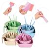 6Pcs 4 Colors Hair Dye Tools Set Hairdressing Mixing Bowl Brush Set for Stylist