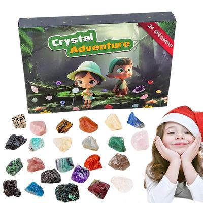 Natural Gemstone Advent Calendar Christmas Advent Calendar Rocks Kids 24 Days Natural Rock Calendar Gemstone Stone Learning Kit