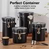 1.2 1.5 1.8L Coffee Bean Jar Airtight Canister Sealed Stainless Steel With Spoon One Way Valve Cannister Coffee Storage Kitchen