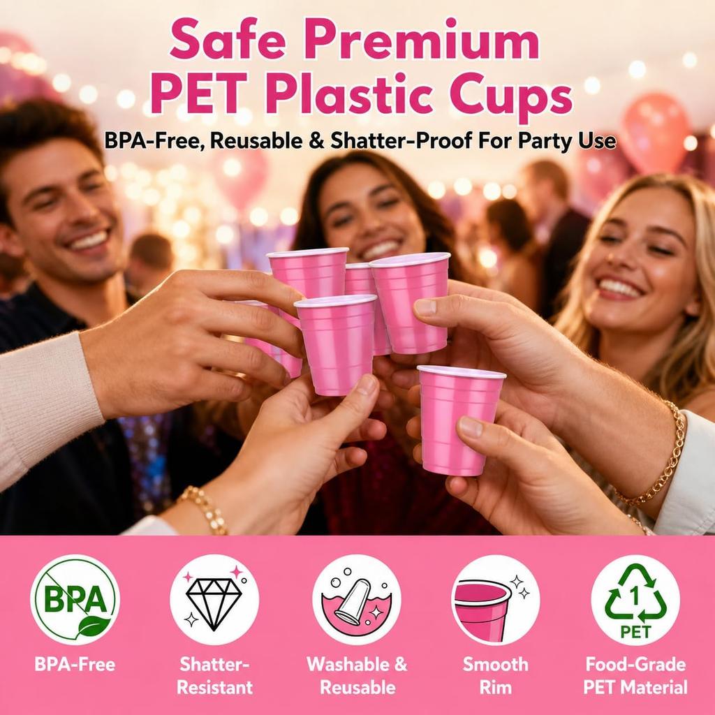 2 Oz Plastic Shot Glasses 100 Pack - Disposable Mini Tasting Cups for Wine Sampling, Clear Shatterproof Party Cups for Weddings, Events, Catering