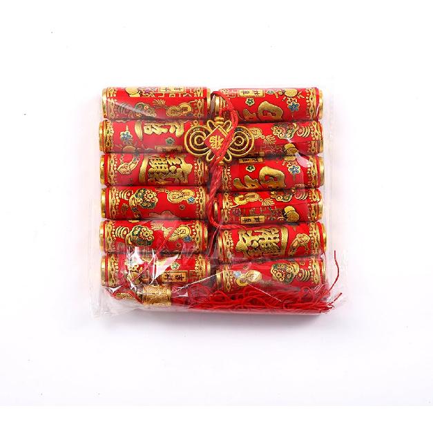 Chinese New Year Hanging Decorations 2 Pack Large Firecrackers Decor Traditional Red Lucky Oriental Pendant Ornaments for Lunar New Year Decorations