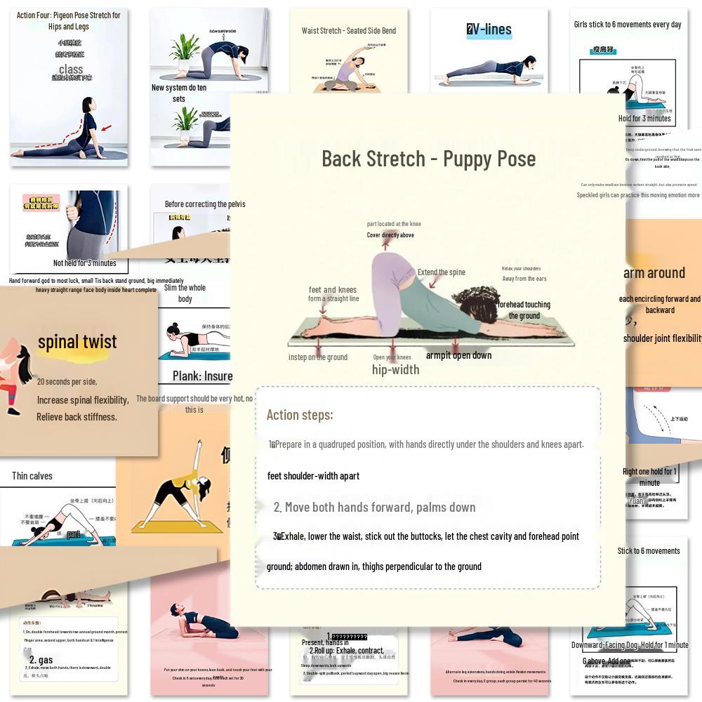 Yoga Posture Stickers & Cards: Wellness Exercise Tools for Home or Studio
