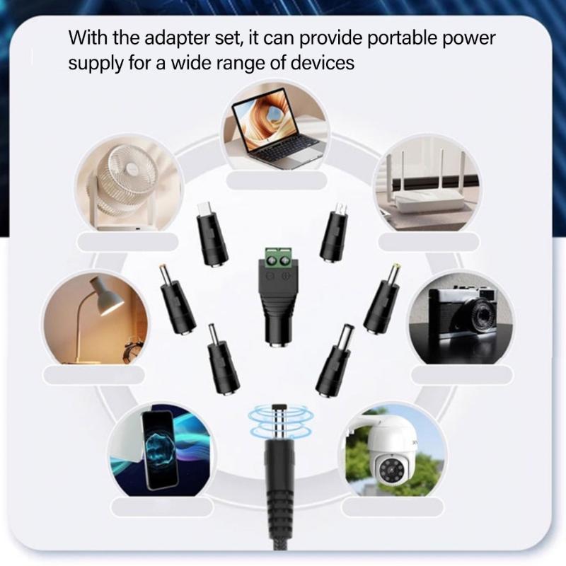 Adjustable Voltages USB C To DC5525 Charging Cable PD100W With 34 Conversion Heads For Laptops Routers And Electronics