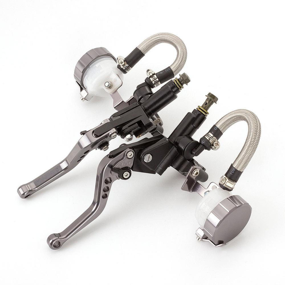 

One Pair 14mm Piston Moto Bike Hydraulic Clutch Lever Right Hand Brake Master Cylinder Pump Lever 22mm Universal Street Pit Bike сірий колір