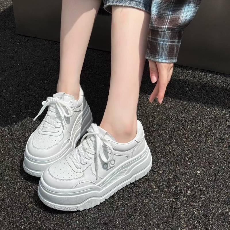 Little White Shoes Women's Height Increase Casual Sports Shoes Platform Autumn New Leather Versatile Good-looking Fashionable Board Shoes Women