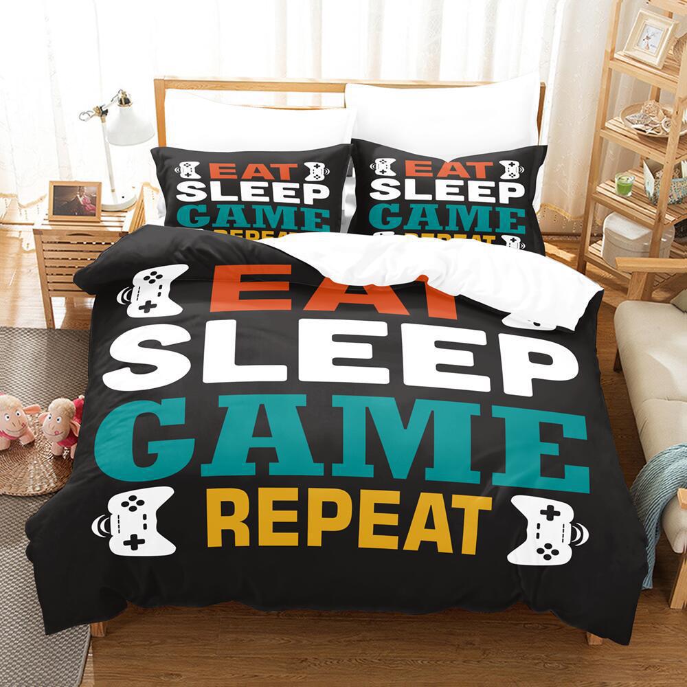 Cartoon Animation Digital Printing Keyboard Gamepad Bedding Three-Piece Microfiber Polyester Cotton Duvet