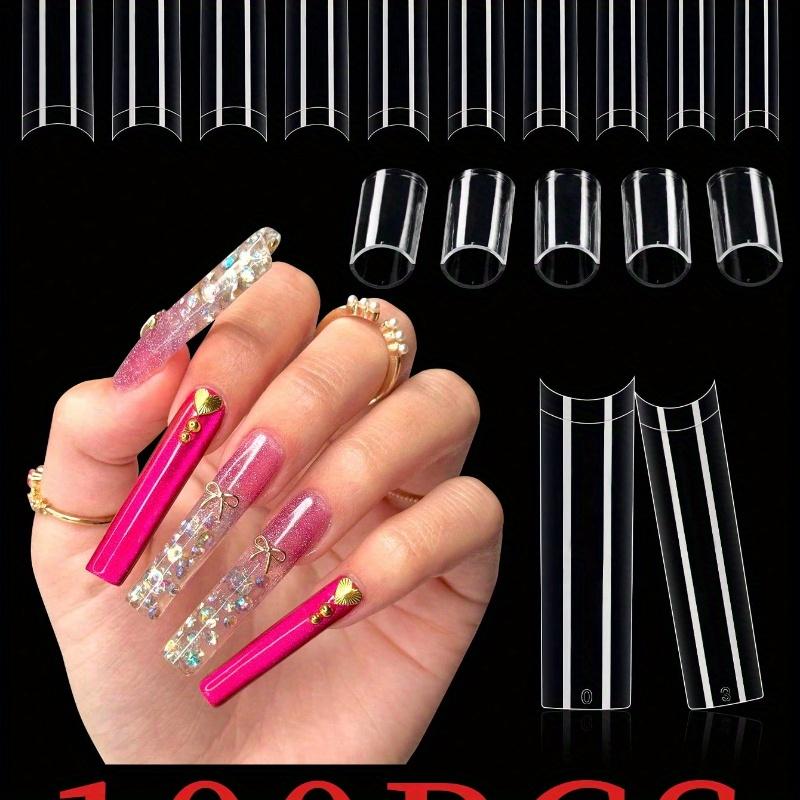 500pcs Clear Nail Tips for Acrylic Nails Professional, 3XL Extra Long Flat Tapered Square Nail Tips, 10 Sizes Half Cover Straight French Fake