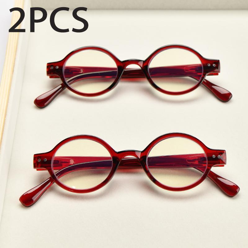 1Pcs Retro Vintage Small Round Frame Readers Glasses Spring Hinge +0 For Men Women Computer Reading 0