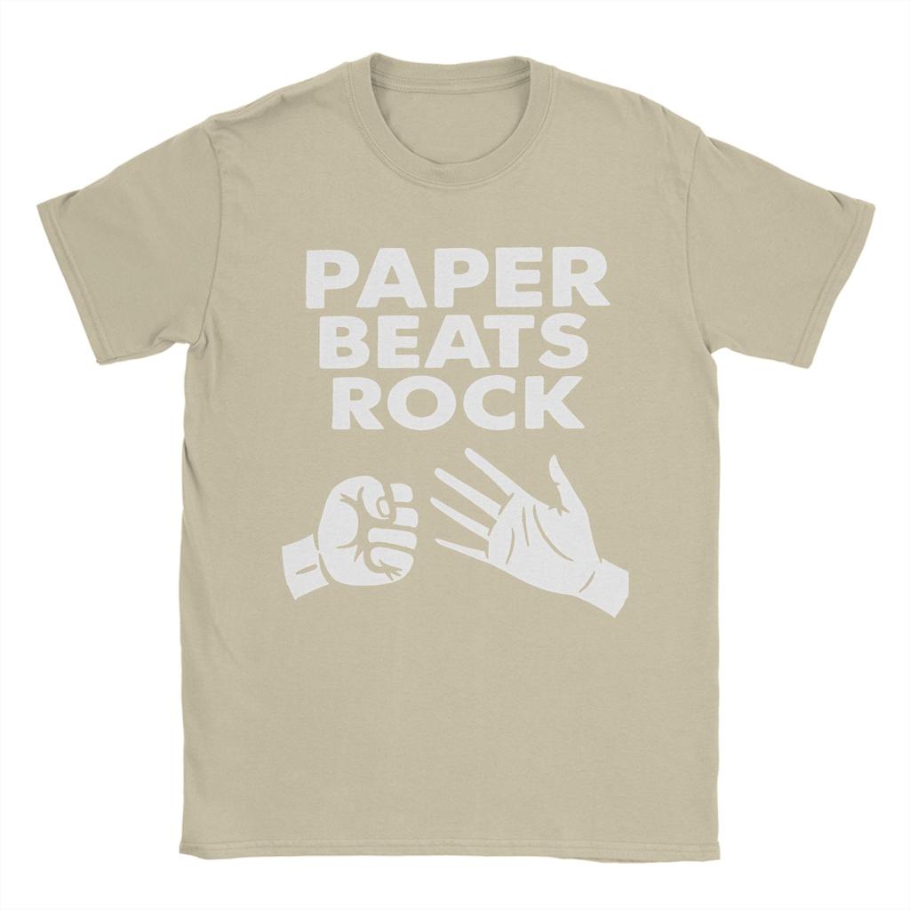 Paper Beats Rock TShirts for Men Crew Neck Pure Cotton T Shirt Rock Paper Scissors Short Sleeve Tee Shirt Big Size Clothing