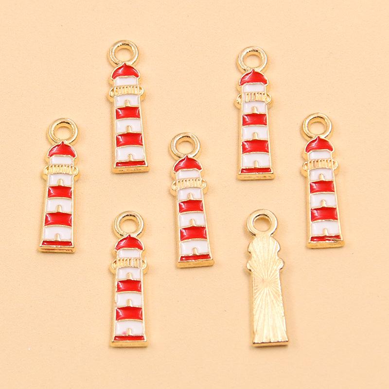 Nautical Series: 5 Alloy Enamel Pendants - Anchor, Lifebuoy, Sailboat for DIY Jewelry