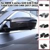 2pcs Modified RHD Carbon Fiber Pattern Mirror Cover Caps for BMW 5 Series G30 G38 518d 520d 520i 530i 540i 2017-22 M4 Style LHD