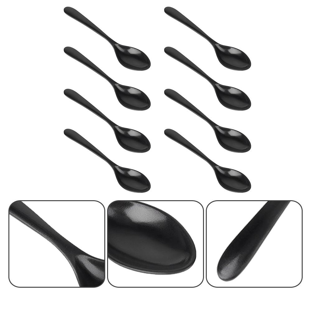 8 st Mattsvarta Grötsskedar Melamin Långt Handtag Soppsked För Kök Matsal Ris-skopor Hushållsskedar