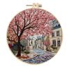 1pc House and Tree Landscape Embroidery DIY Fabric Craft Kit with Tools