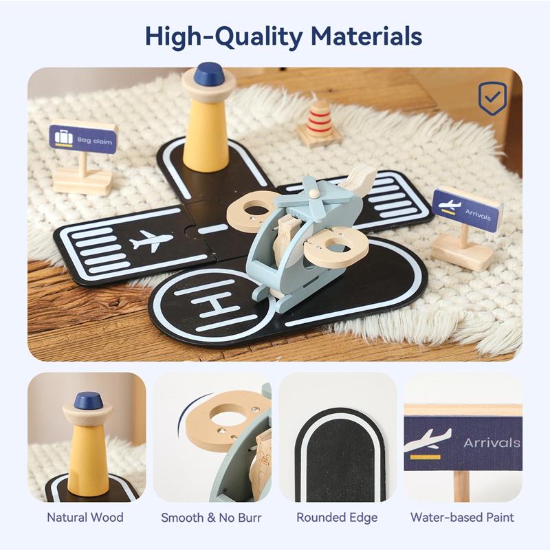Wooden Montessori Toys Helicopter Toys For Kids Toy Set Nurture Sensory Fine Motor Development Suitable For Baby'S Birthday Gift