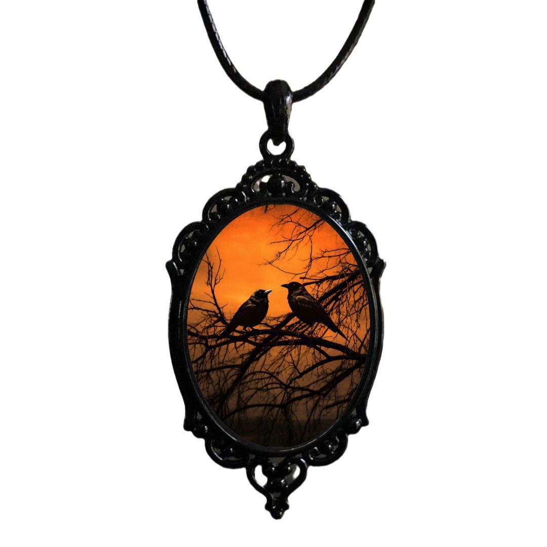 Red Heart-Shaped Glass Pendant Necklace with Black Leather Cord