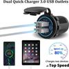 Pack of 2 X 36W Quick Charge 3.0 USB Car Charger Socket, 12V/24V Dual USB Quick Charge 3.0 Car Cigarette Lighter Adapter with Touch Switch for