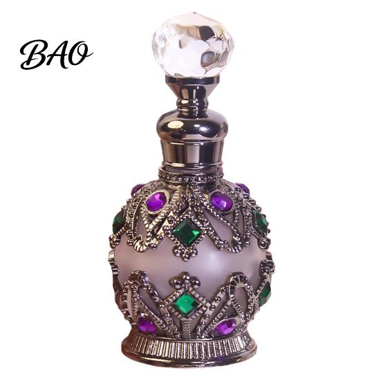 Empty Scent Container 15ML Vintage Luxury Refillable Perfume Bottle, Essential Oil & Fragrance Glass 15ml Bottle Dubai Arabian Style for Travel