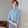 Teluoman Women's Professional Long-Sleeve Stand-Collar Blouse