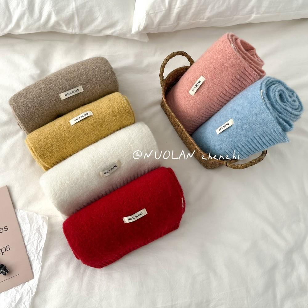 Women Soft Solid Color Scarf Warm Thick Plush Shawl Casual Autumn Winter Fashion Neck Scarf For Daily Outdoor