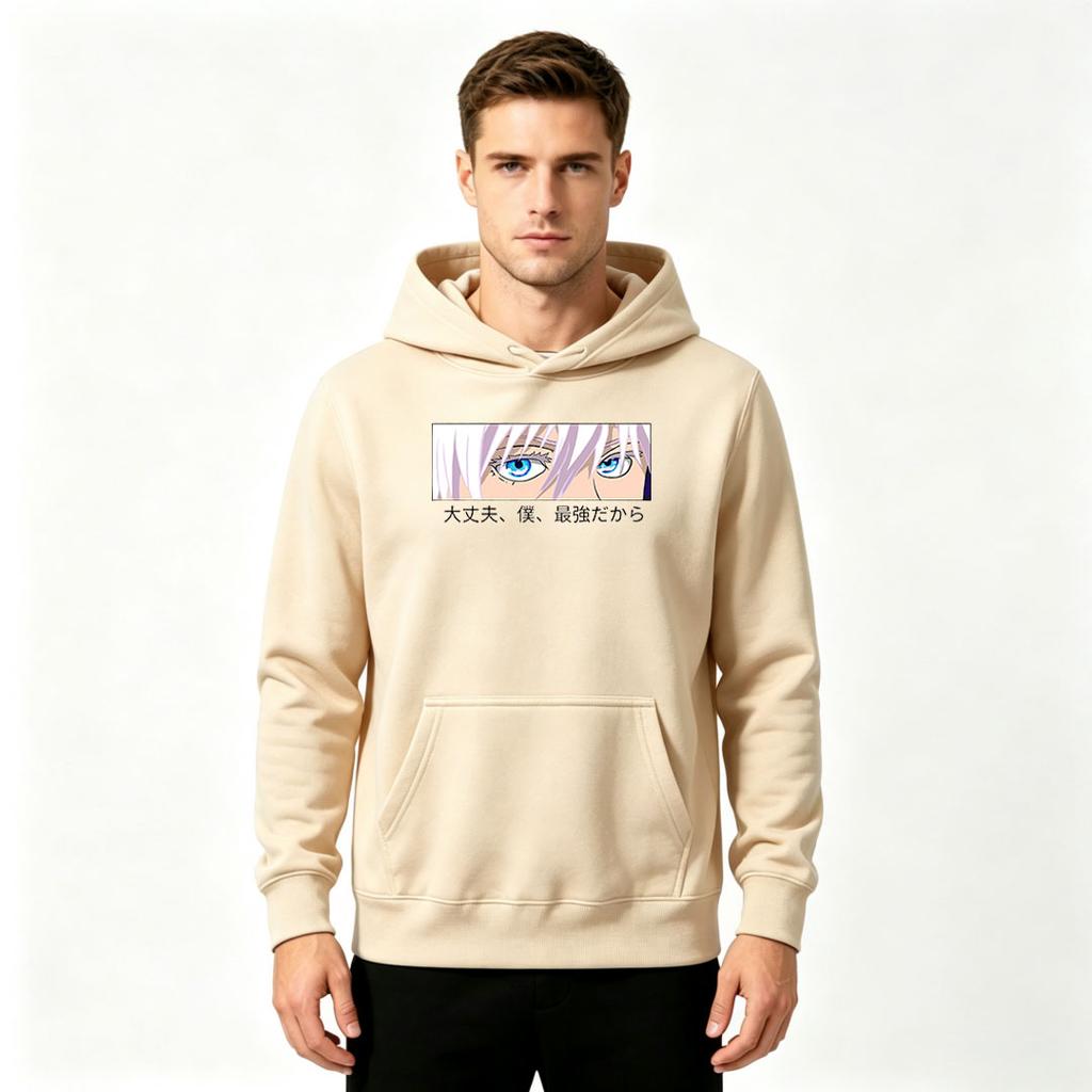 Men's Anime Eye Pattern Pullover Hoodie Casual Long Sleeve Sweatshirt with Japanese Print