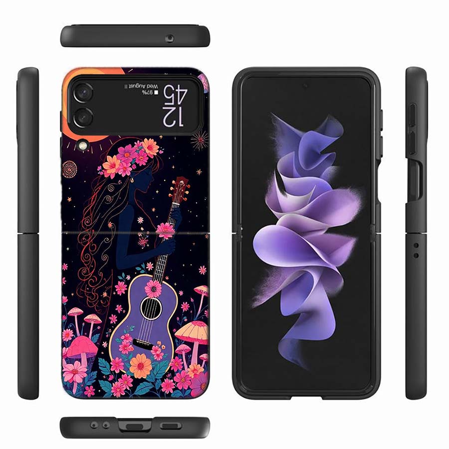 Groovy Mushroom Silhouette Phone Case For Samsung Z Flip 6 7 5G Z Flip 5 Galaxy Z Flip 3 4 5G ZFlip Shockproof Hard Cover TPU PC
