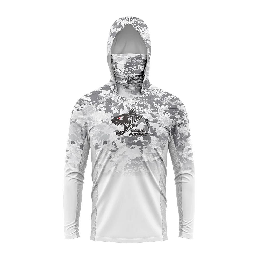Mens Outdoor Long Sleeve Fishing Clothes UV Clothing Hooded Coat Sunscreen Breathable Anti Mosquito Dry Thin Fishing Shirt