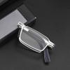 Folding Reading Glasses With Glasses Bag Blue Light Blocking Metal Square Elder Eyeglasses Diopters Prescription Glasses