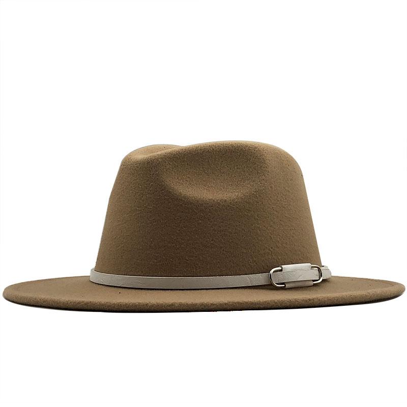 2020 New Sell Women Men Wool Felt Trilby Hats Belt Decor Retro Bowler Hat Panama Style Jazz Fedora Hats L/XL