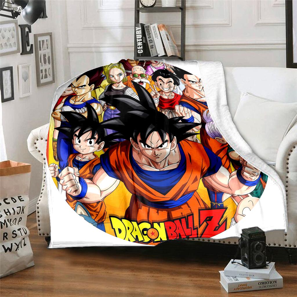 1 ks flanelová deka s potiskem Son Goku, Vysoce kvalitní pro všechna roční období, Domácí dekorace, Teplo a pohodlí, Perfektní jako vánoční dárky